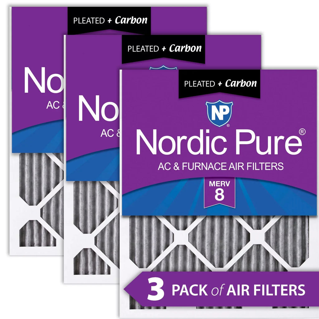 Carbon Air Plus Furnace Nordic Pure Pleated Filters 10x24x1 MERV Pack 8 3