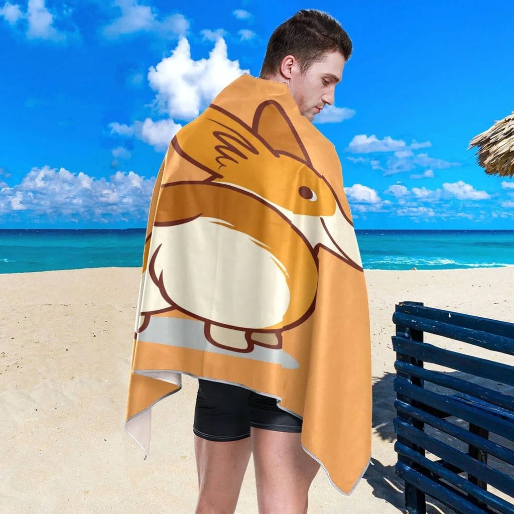 Super Swimming Camping Quick Towel Cute Travel - Bestwell Beach Compact Towels Oversized Dry Lightweight - Orange Holiday（353） Towel Corgi for Absorbent