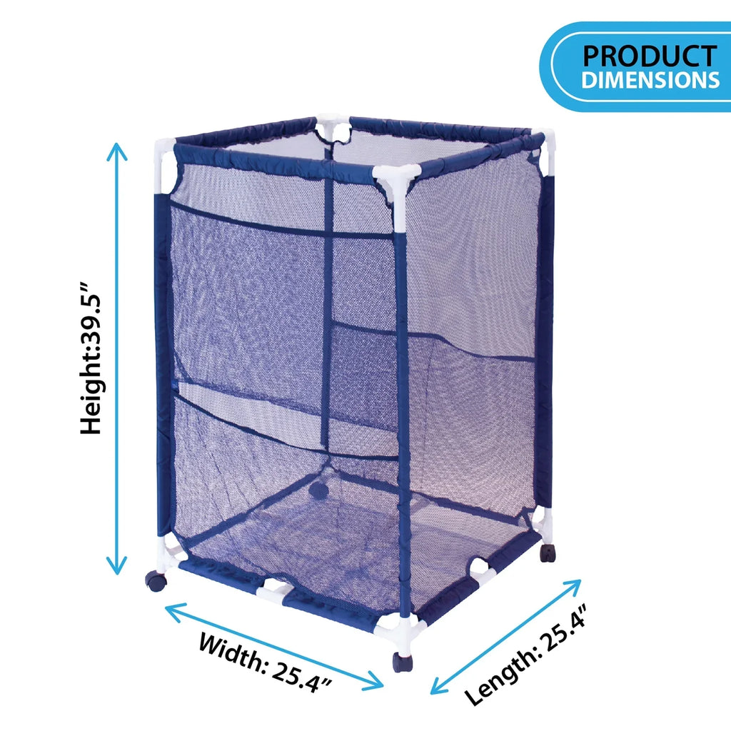 Pool Organizer Blue, Pool 25.4" design 40" L H) X Bins PBFT-1513 (25.4" - Equipment Mesh PB-M200, Medium, Pool Rolling Storage Bin, W x