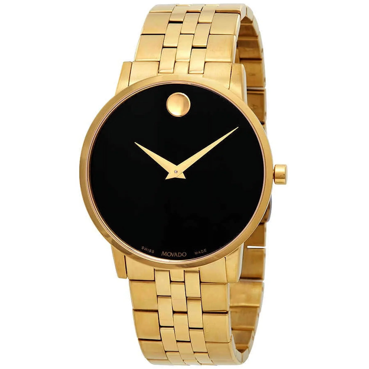 Movado PVD Museum 0607203 Watch Men's Classic Dial Yellow Gold Black