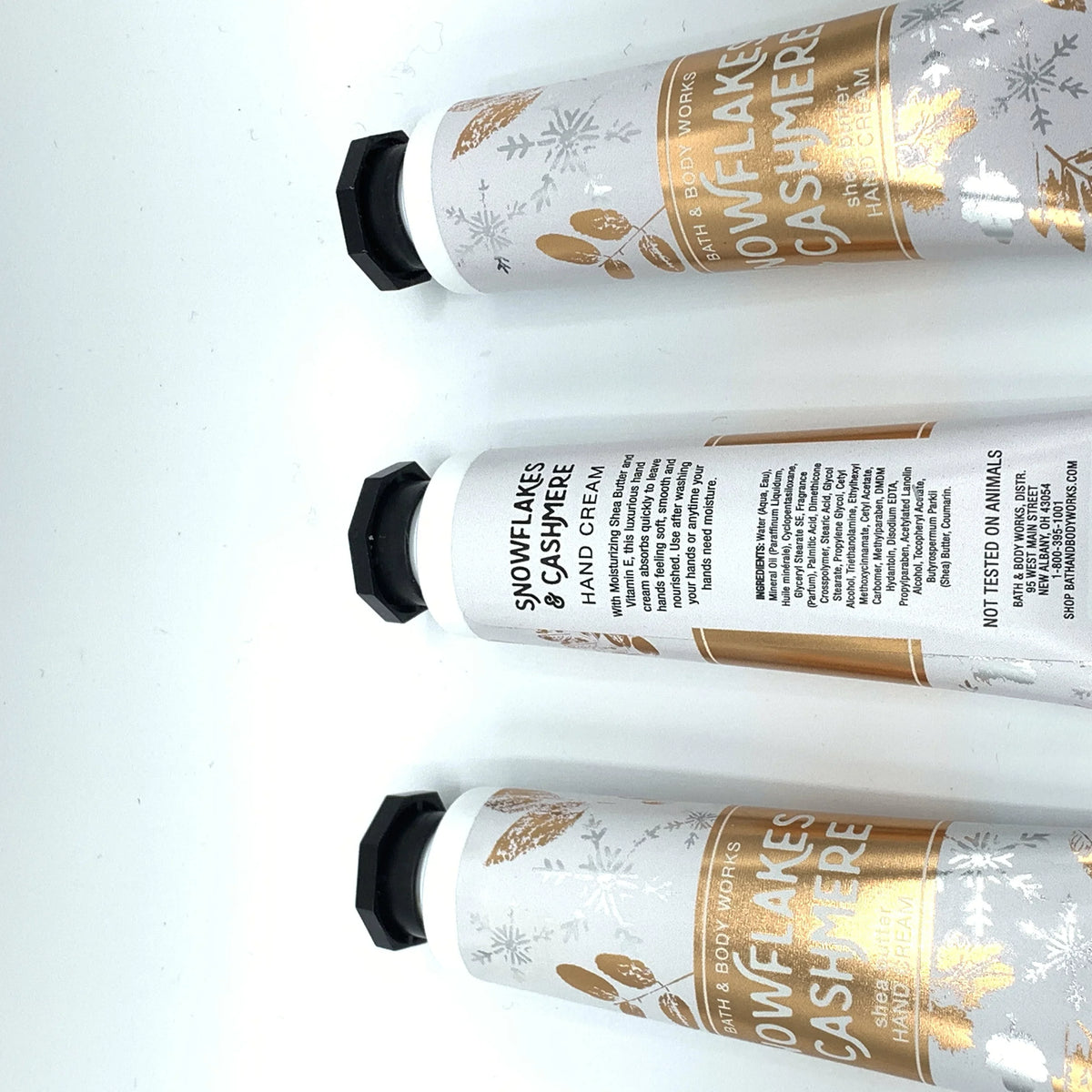 Hand and Cashmere 3-Pack, 1oz Cream Body Snowflakes Works & Each Bath