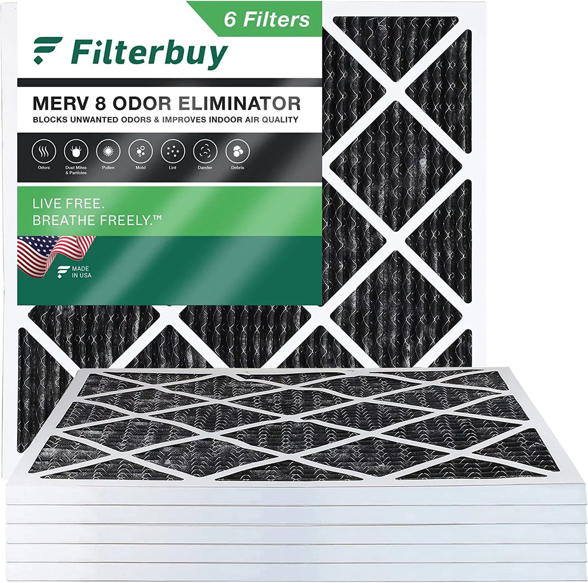 Furnace MERV HVAC Activated (6-Pack) Pleated Carbon Odor Air Filters 10x10x1 8 AC Filterbuy with Eliminator
