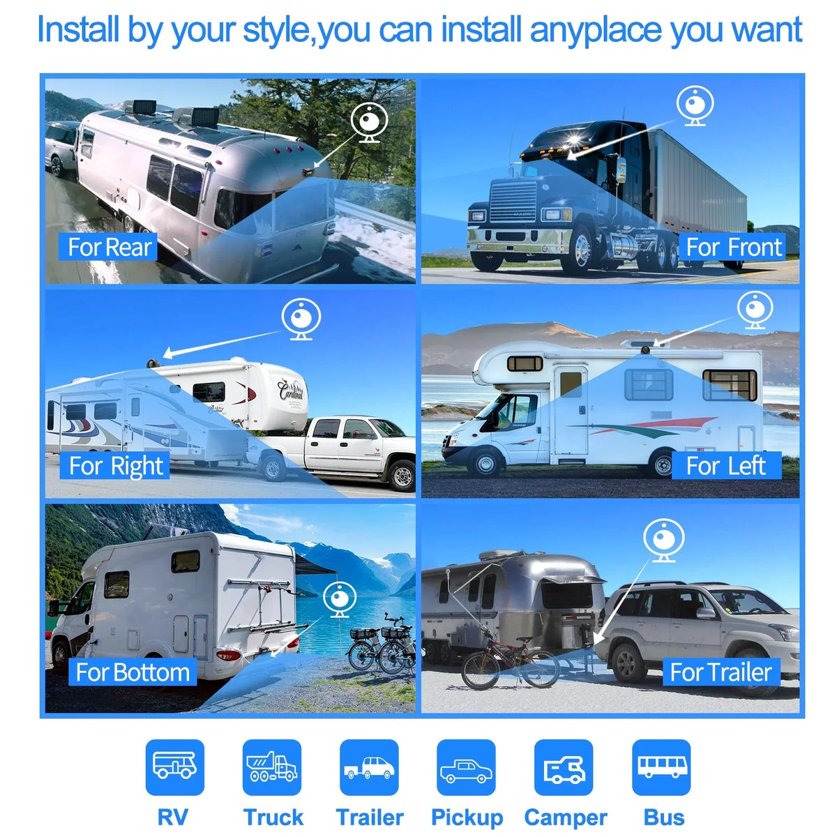 Backup Monitor, for RV Camera Box Camera eRapta Large Record 9’’ camera Quad and Backup Truck IP69 Side 4 Car Waterproof HD with System RV A9 Rear Trailer Advanced DVR Split Function Screens View