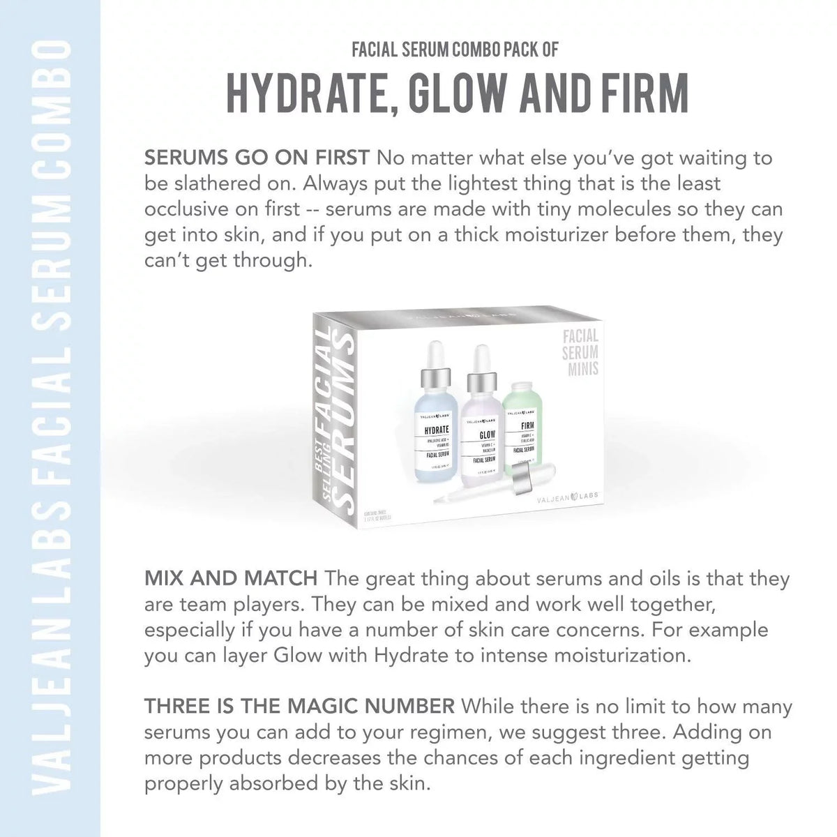 Serum, Firm - Glow, Free, and Free, Targeted Skincare Combo Facial Ingredients Cruelty Labs Paraben Supercharged, Hydrate, of Valjean Bottles - Pack 1oz