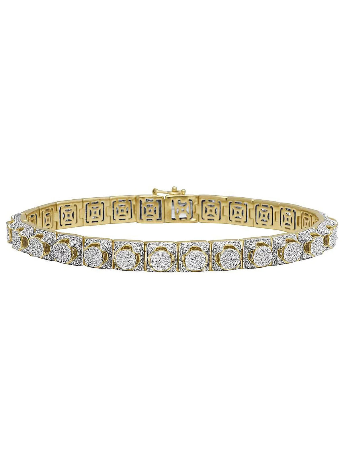 6.6 8MM 10K CT Gold Yellow Cluster Bracelet 8.5" Men's Diamond