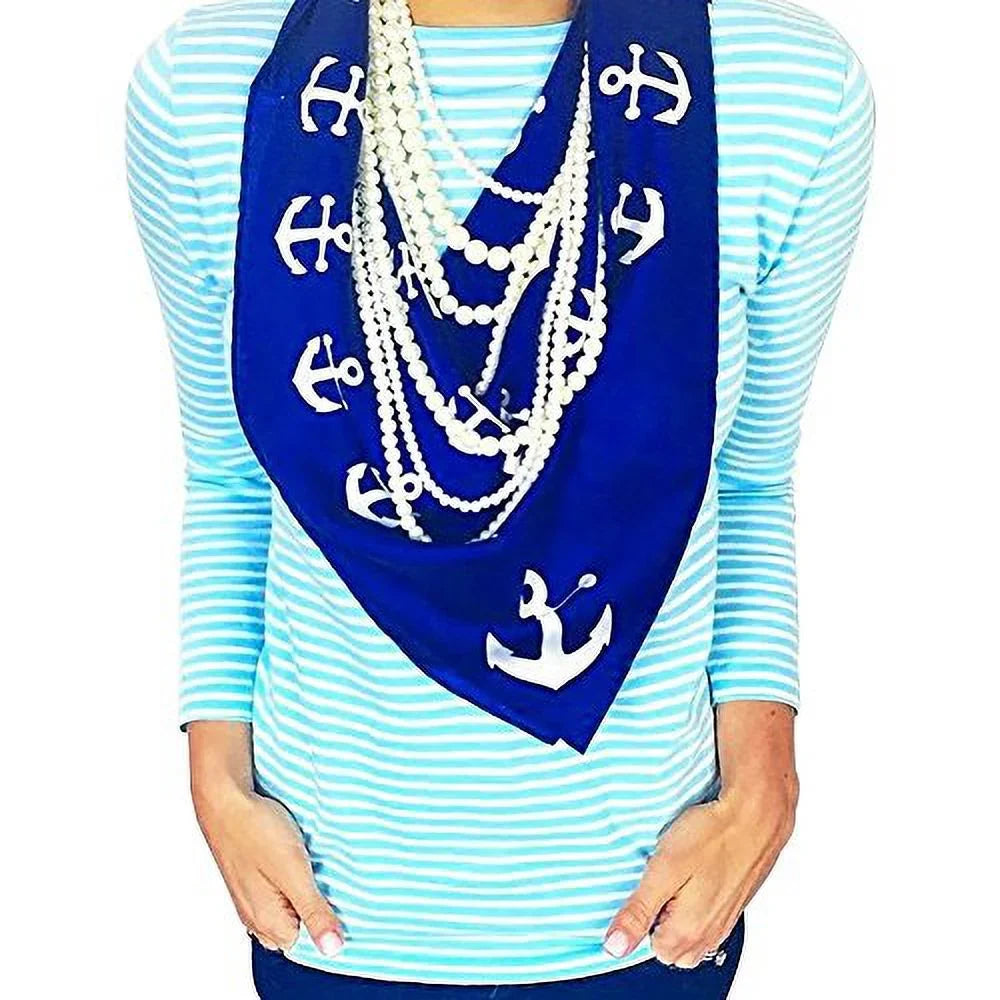 SummerTies Pinwheel Silk, Navy 34 x Scarf 34, - Anchor