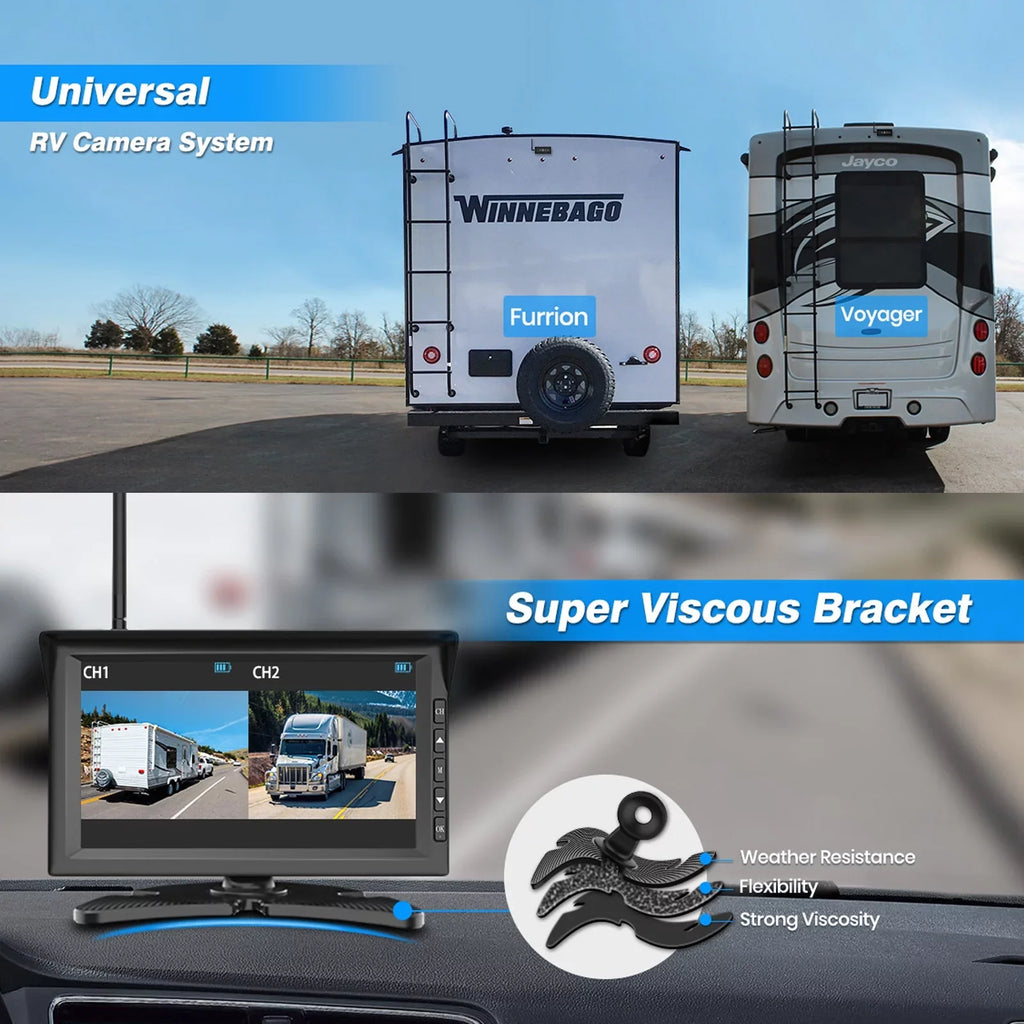 for IR Van Solar4 Support Wireless Auto-Vox Reverse Camera Kit Backup Solar Truck Cameras Night HD Monitor 2 7" Trailer Vision Camera RV