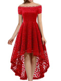 Female Dressystar Party Knee-Length Cocktail outfit Bridesmaid outfit Women Lace Hi-Lo