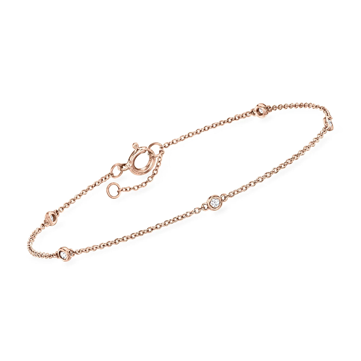 Pure RS 0.10 t.w. Adult ct. Ross-Simons in 14kt Diamond Station Gold, Bracelet Rose by Women's,