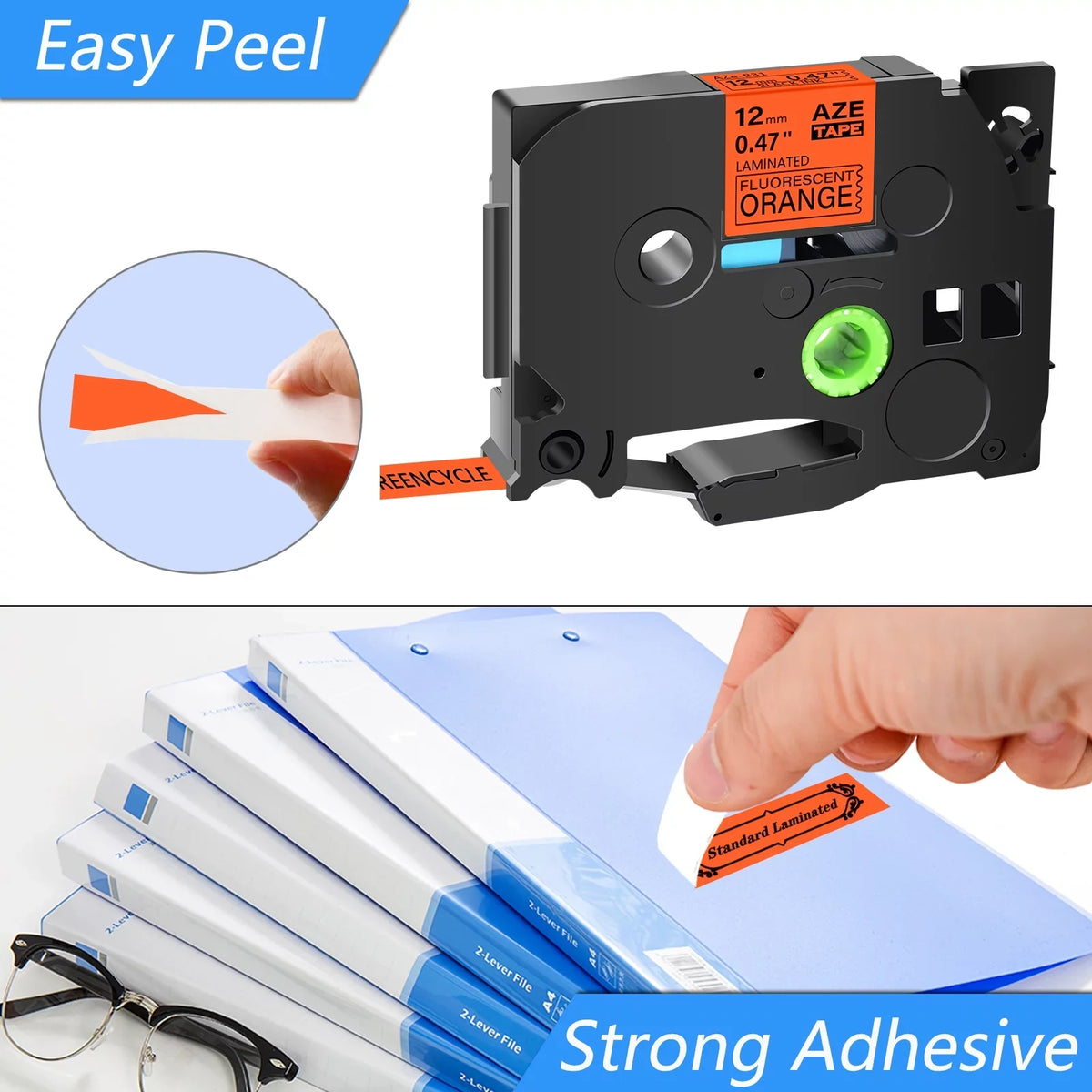 on GREENCYCLE Pack Compatible D400 use Fluorescent H110 Tape Black TZe TZB31 Orange Label TZ TZeB31 Label Maker TZ-B31 D210 PT-D600 0.47'' 12mm in Brother for TZe-B31 Laminated Cube 8 P-Touch