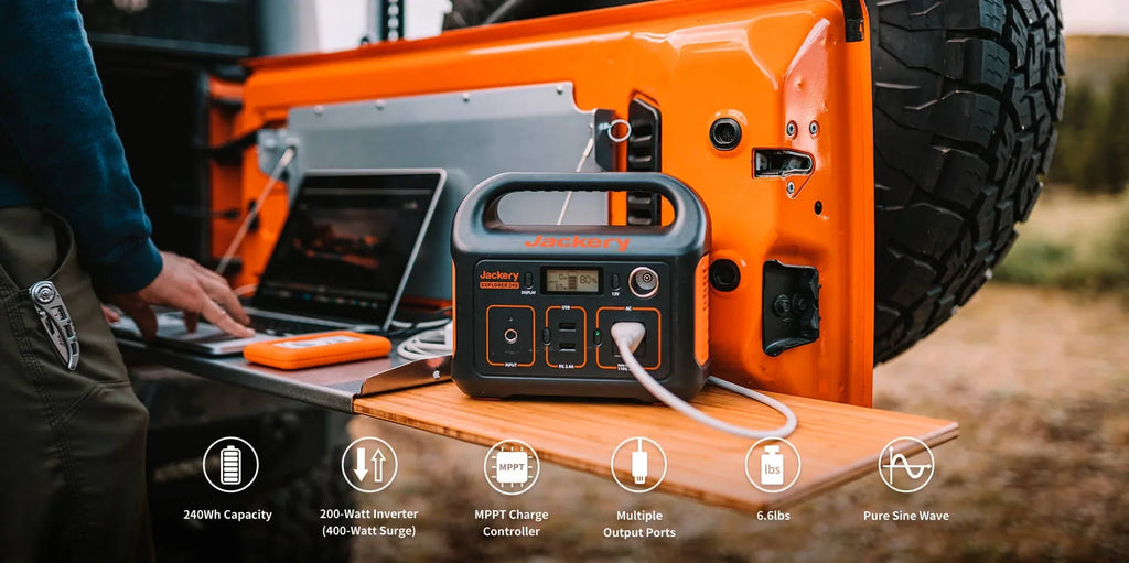 Emergencies Generator Battery, Wave Explorer For Travelling Camping Pure Outlet, 110V/200W Sine And Power AC Backup Jackery Lithium Portable 240Wh Outdoors 240, Solar Station