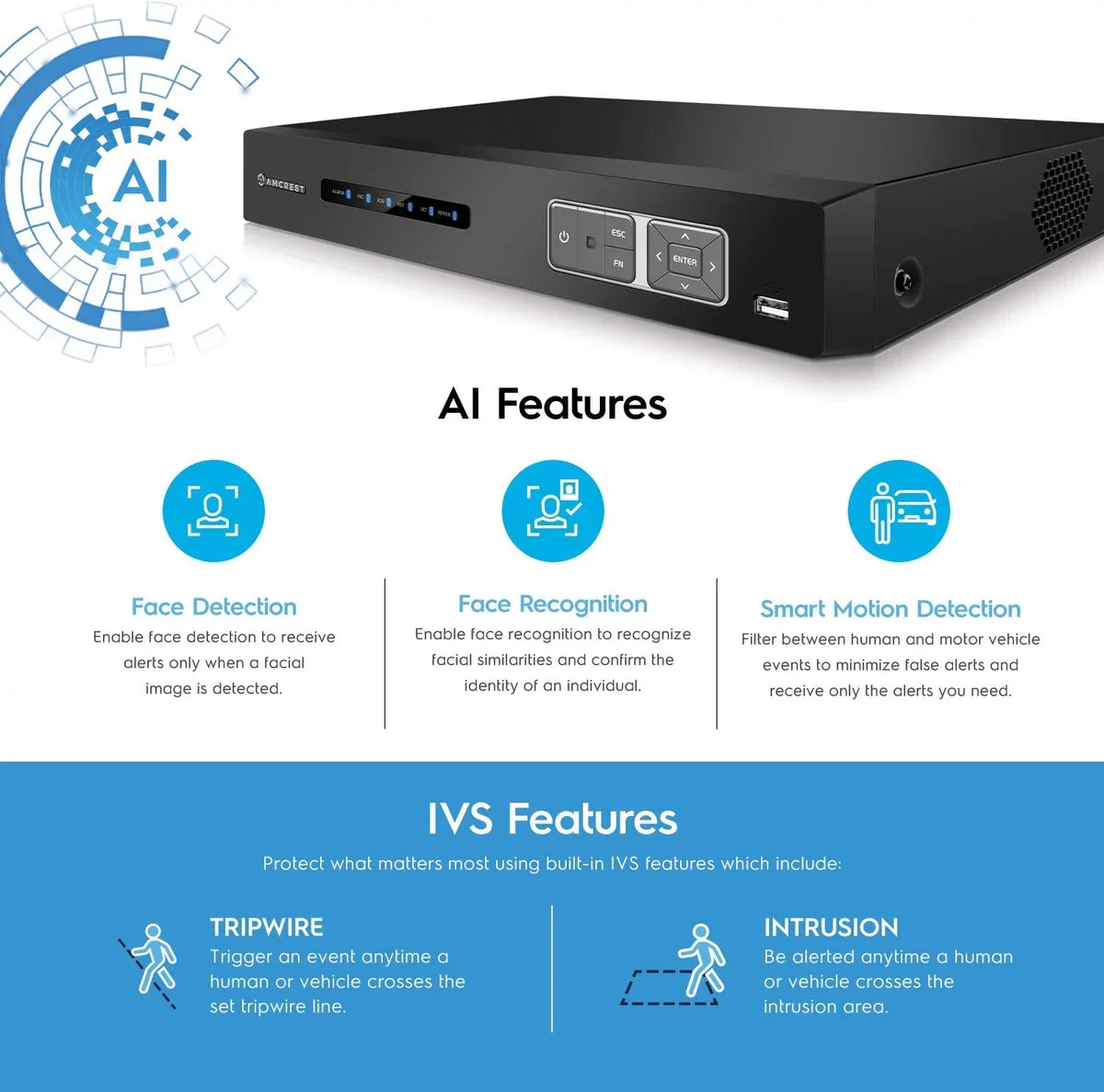 Recorder, Smart Channel DVR 4TB 4K Pre-Installed for DVR Hard Cameras AI Analog 16 Amcrest AI Security Security System DVR, IP Drive & Camera (AMDV5116-4TB) Cameras, Security Amcrest UltraHD 8MP