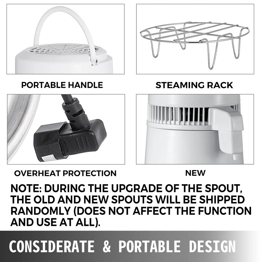 Countertop Steel Stainless Outlet liquid 1 Distiller Bottle L Home Food-Grade liquid Container Kit Design) Distiller (Upgraded 746W Distillation Gallon/4.3 Glass Connection liquid VEVOR