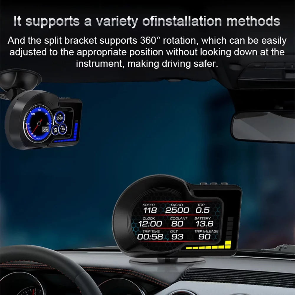 Moobody Display Car Oil RPM, Temperature Clock, Head-Up Speedometer, Speed for Monitoring: & liquid
