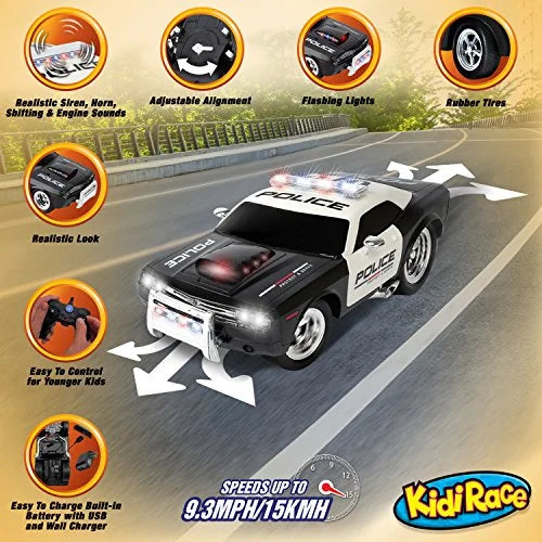 Remote Kids KidiRace Control Easy Durable, to Car and Fun Control Police RC for
