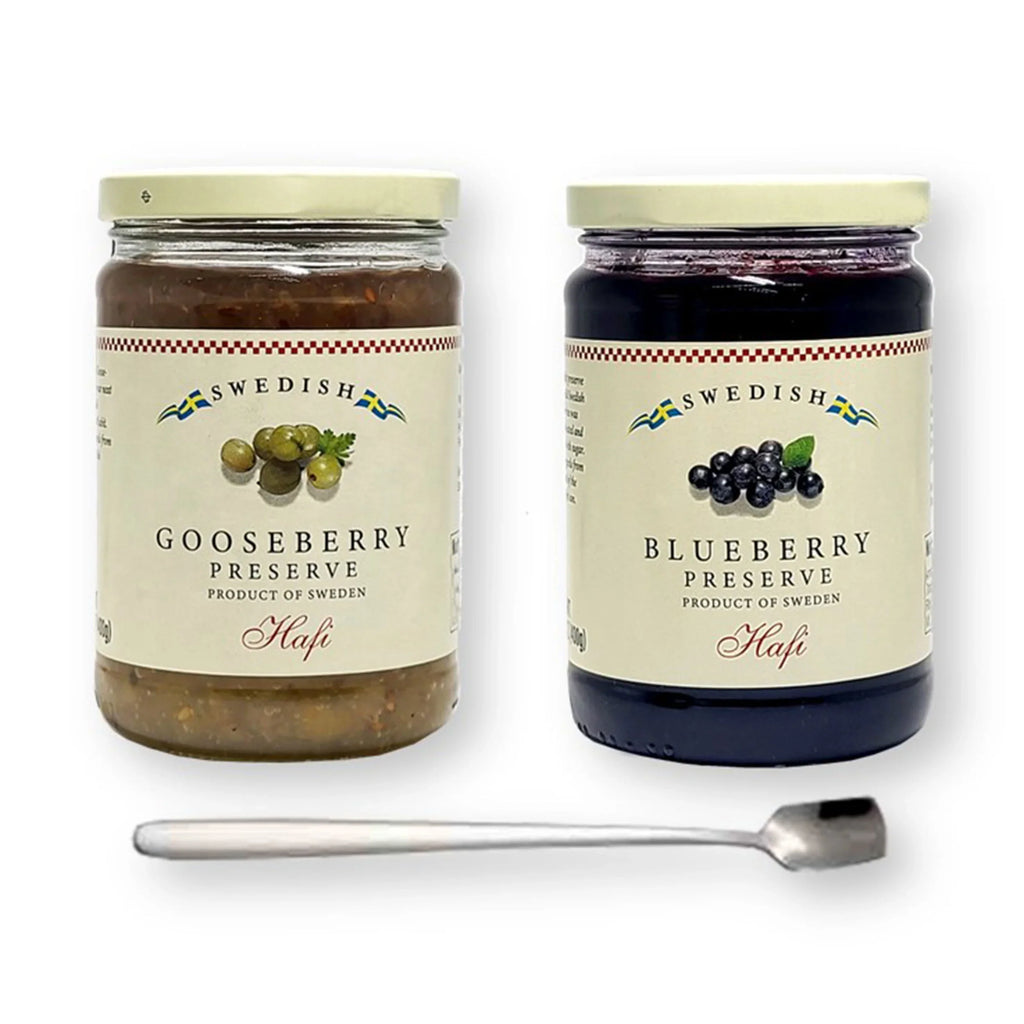 Stainless with Each Combo & 14.1 Bonus Spoon Steel Preserves Swedish (3-Pc Set) (400 Pack Hafi Modern Blueberry ml) of Oz. Swedish Gooseberry