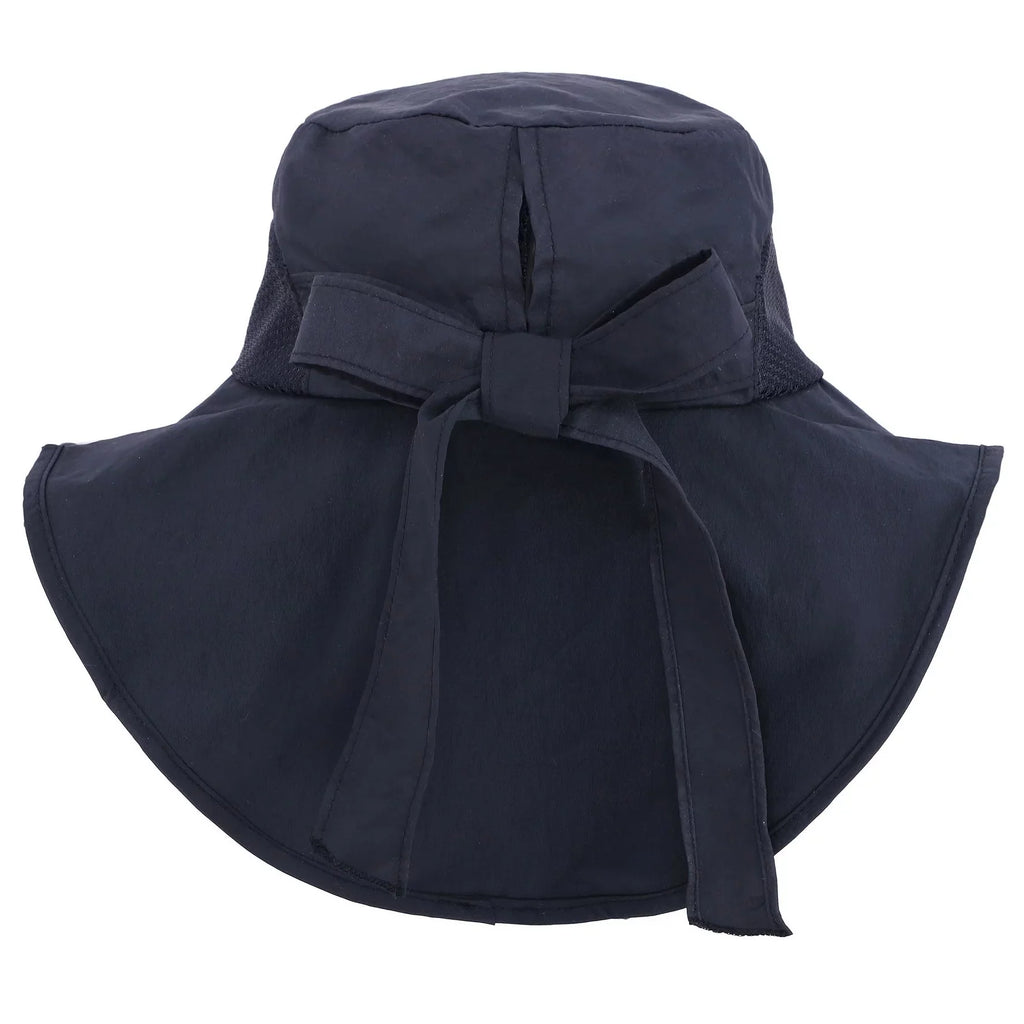 Sun Bucket Foldable Flap Black UPF UV Hat Protective Brim 51+ Wide Cover Womens