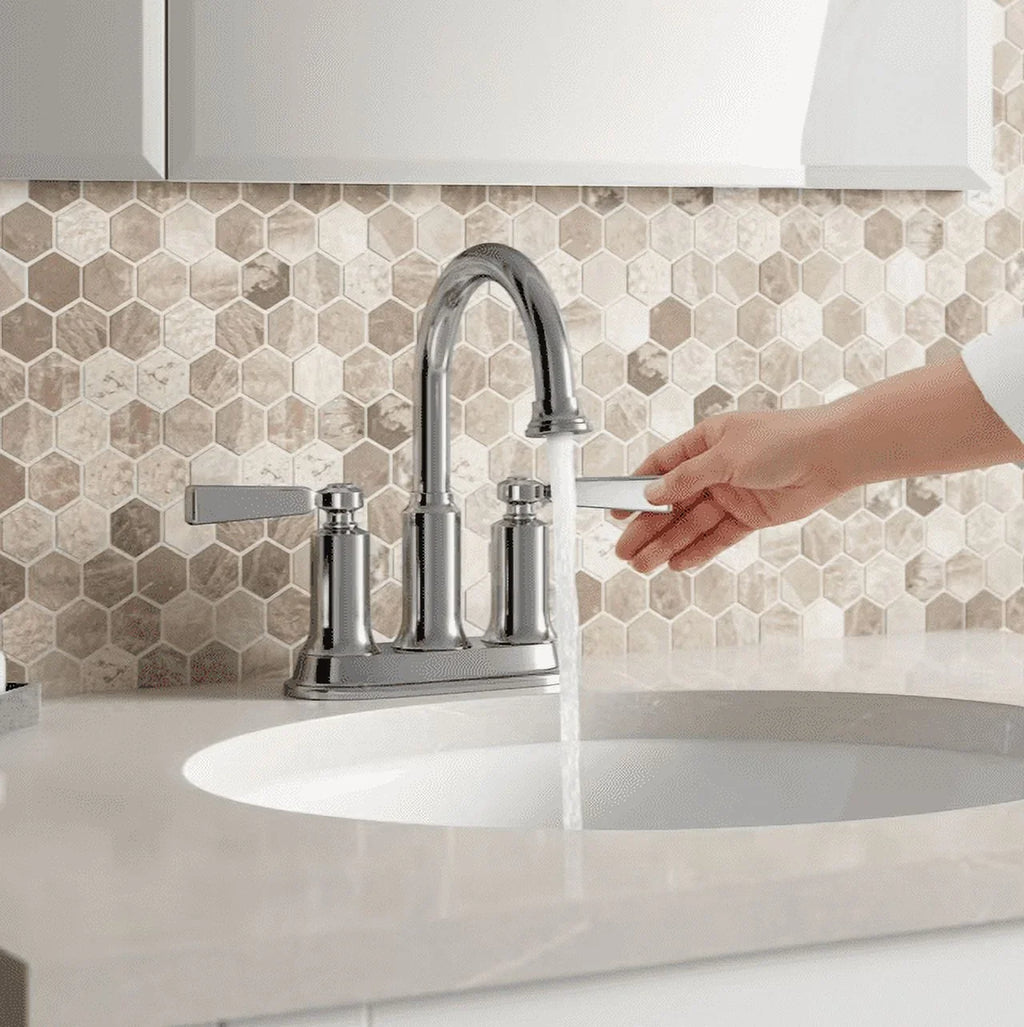 1.2GPM Kohler Chrome Polished Center-Set Sink Aderlee Bathroom Faucet,