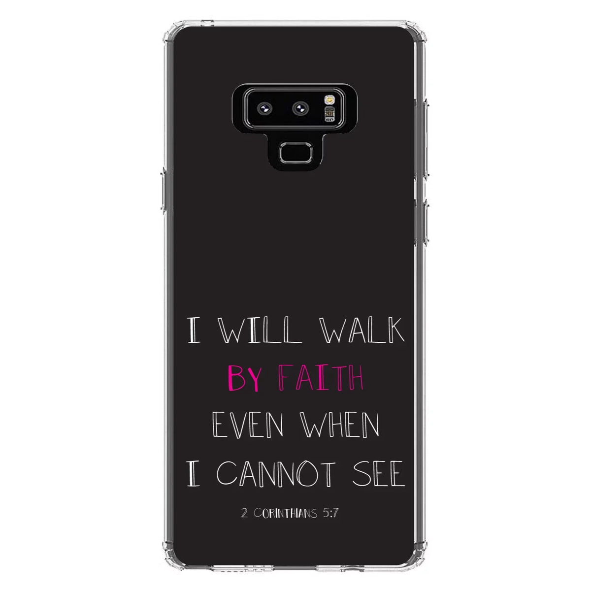 Cannot Hybrid Corinthians Tempered Even for Note Galaxy When Protector 2 Bumper, Walk By 5:7 Case See - TPU Acrylic I - Clear Screen - Faith Shockproof Glass DistinctInk Back, 9