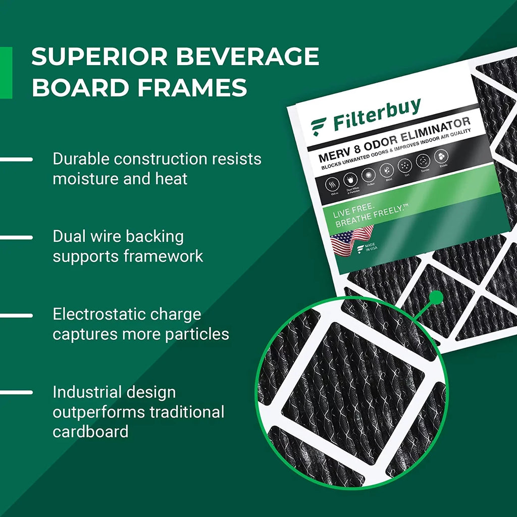 AC Eliminator Activated Carbon with HVAC MERV Filters Air Pleated 8 (4-Pack) Filterbuy 14x25x1 Odor Furnace