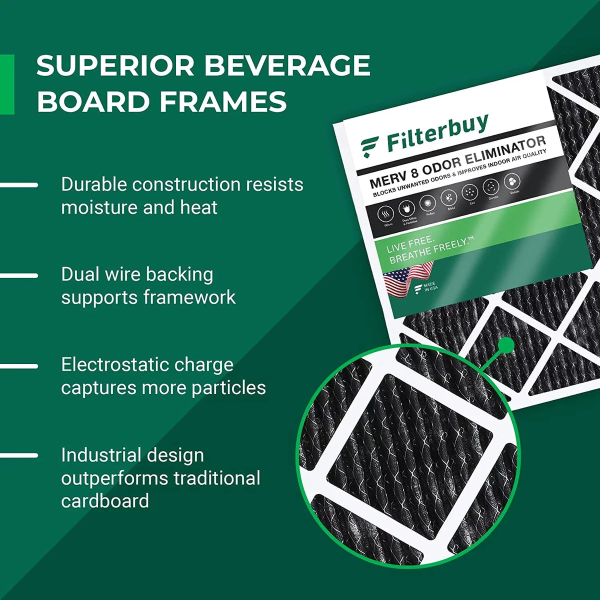 AC Eliminator Activated Carbon with HVAC MERV Filters Air Pleated 8 (4-Pack) Filterbuy 14x25x1 Odor Furnace