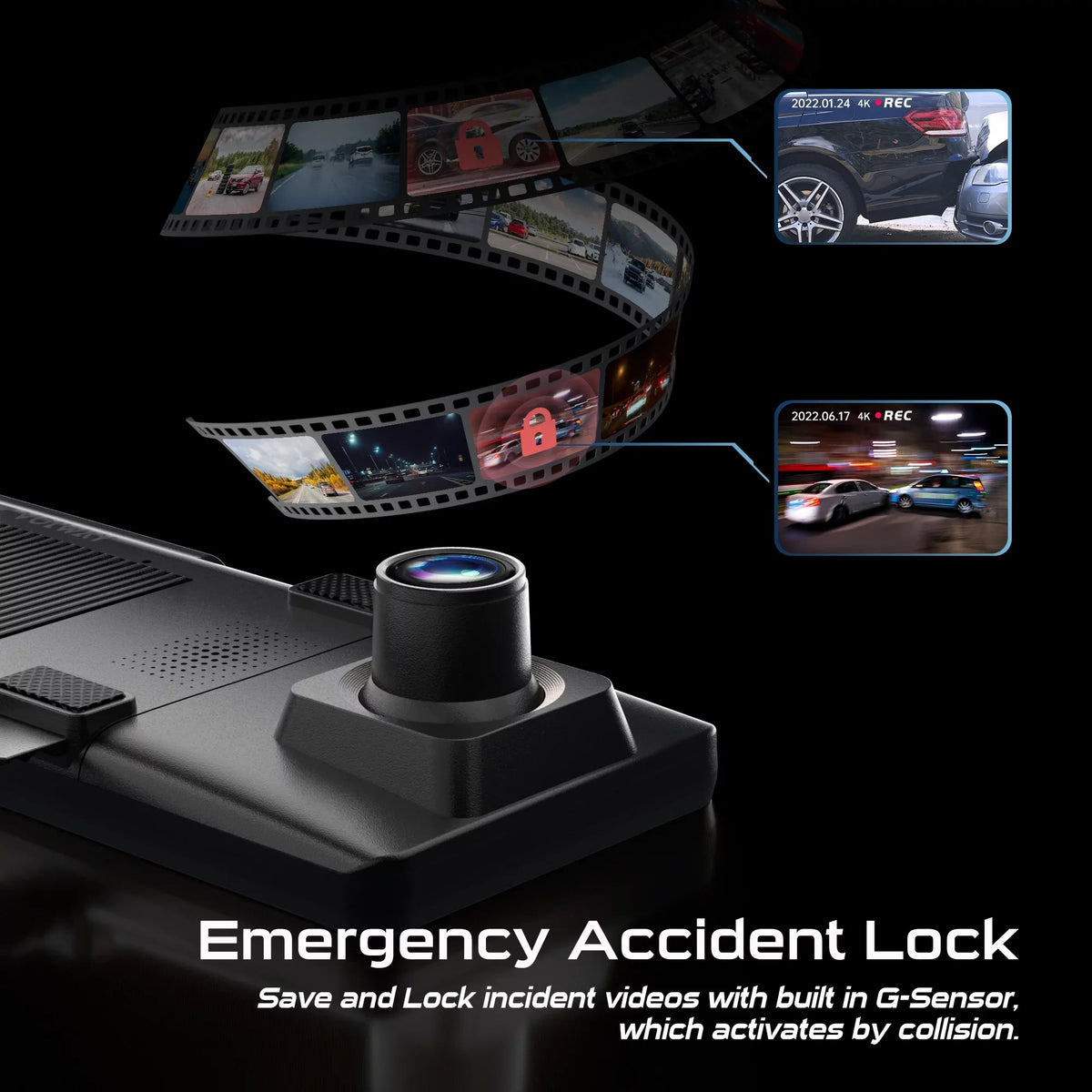 with Cam Voice Built-in GPS Control Cam- Rear UHD Mirror Front 12" and Mirror and 5MP Vantop Dash Dash H812