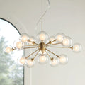 Chandelier Euro Shade Brass 30" Wide Century Spheres 15-Light Dining Sputnik for Kitchen Fixture Room Design Glass Mid Modern Possini Island Antique