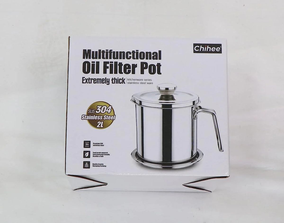 Lid Tray,for Oil Grease Storage Strainer Mesh & Oil Strainer Dust-proof Cooking Grease Strainer Can fl 67.6 Frying Storing Container,with Oil / 2L Stainless Pot oz,Food Non-slip Fine Steel