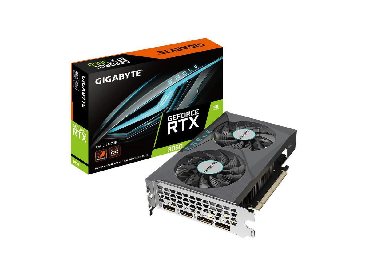 GIGABYTE Video Graphics Card GV-N3050EAGLE GDDR6, WINDFORCE GDDR6 GeForce OC Card, Fans, OC-6GD 6G 3050 2x RTX 6GB EAGLE 96-bit