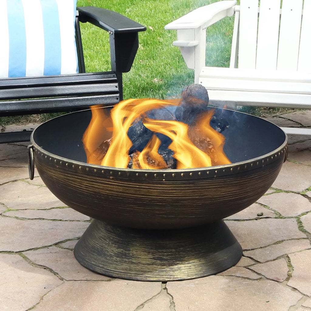 Spark and Poker Fire 30" Pit Steel with Royal Sunnydaze Screen exterior