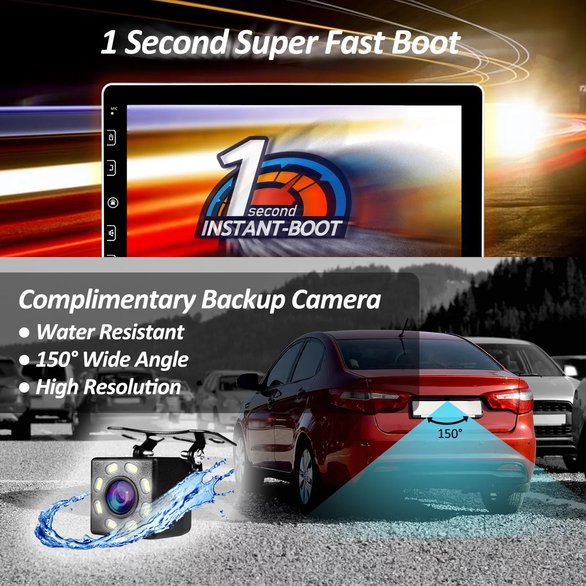 Wireless with 10 Compatible Carplay, Corehan Car Camera Auto, Stereo Car inch Double Wireless Android Mirror with Bluetooth - Multimedia Player Link Touchscreen Din Backup Radio