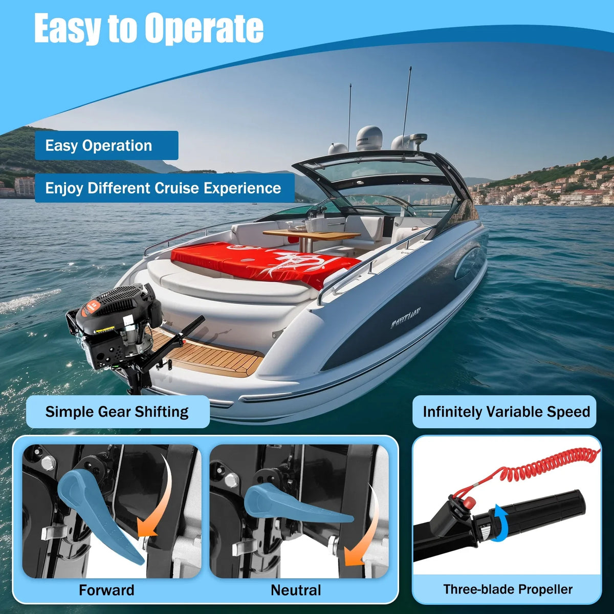 Engine Engine HP System Stroke Cooling Motor CDI liquid Outboard 4 6 1:1.5 Tiller Cooling Fichiouy with Shaft Boat Air 2500rpm Air