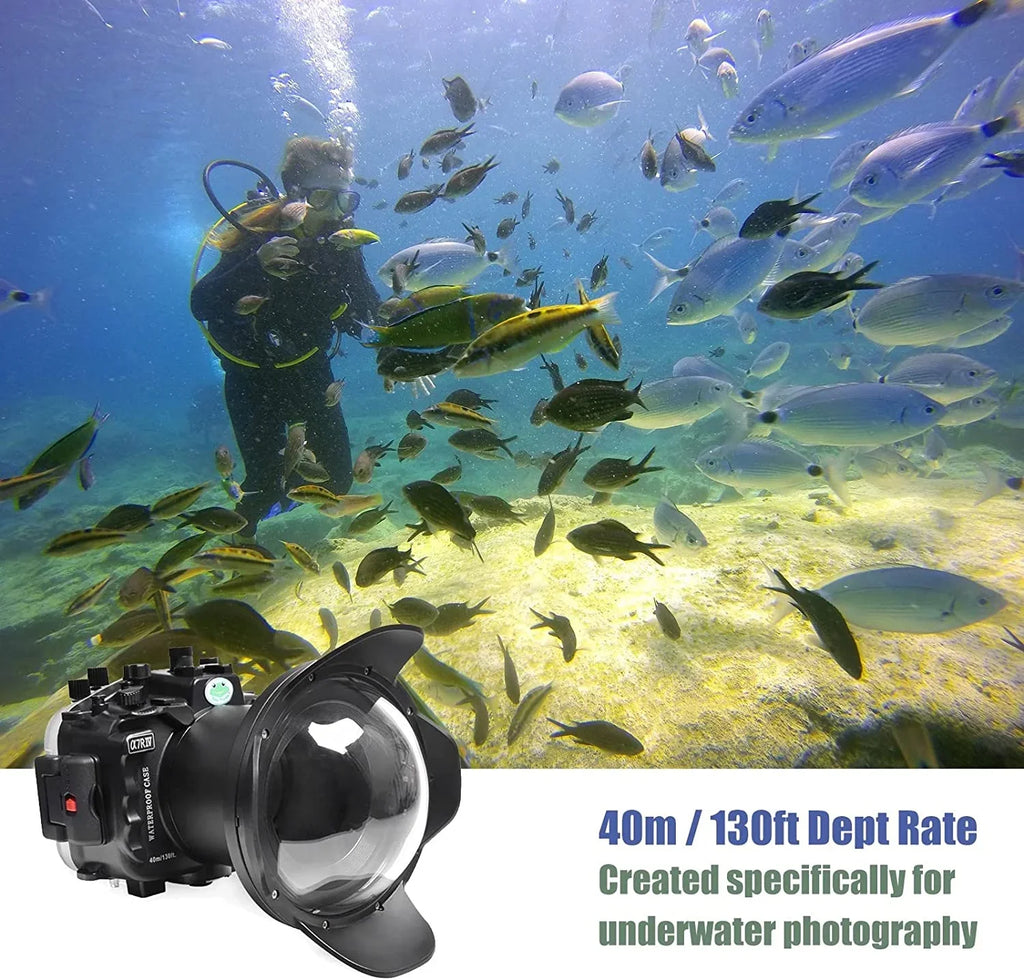 Kit Underwater G Inch Dome Compatible 16-35mm Case ILCE-7R IV 12-24mm A7R F3.5-5.6, Seafrogs Port Housing F4 F/4 Waterproof 28-70mm 6 A7R4 with w/ for FE Lens-Black [40M/130FT] IV
