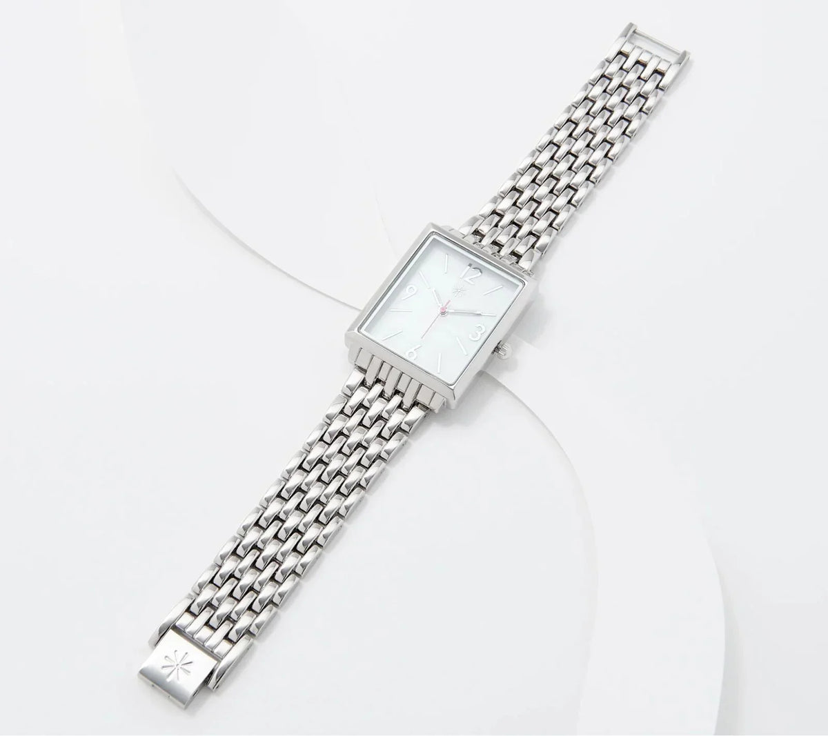 Link Isaac Watch, Live! SilverTone, Mizrahi Metal Mesh 6-3/4"-8" Rectangle