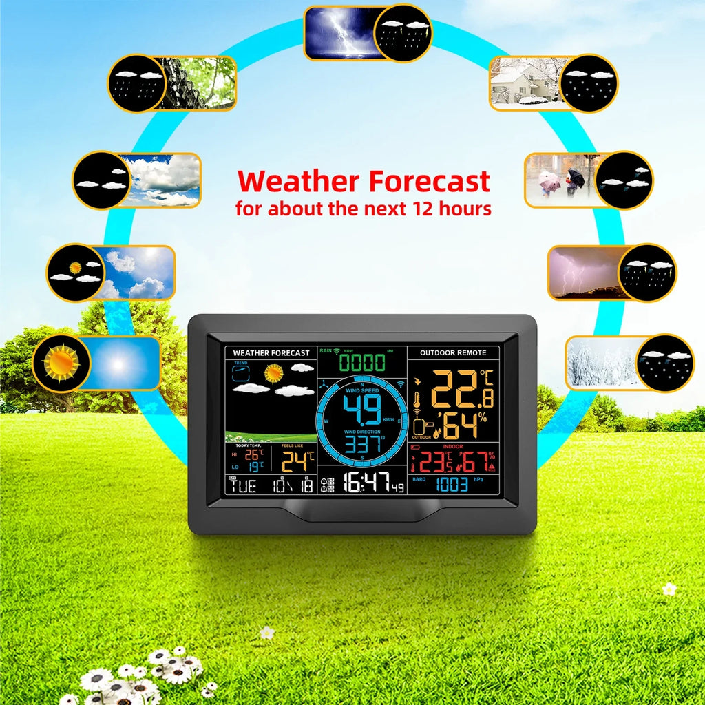 Backlit Hygrometer Alarm Display Digital Thermometer Wireless Clock Suzicca climate Indoor with Sensor Station USB Temperature Humidity climate Clock Forecast Station Port