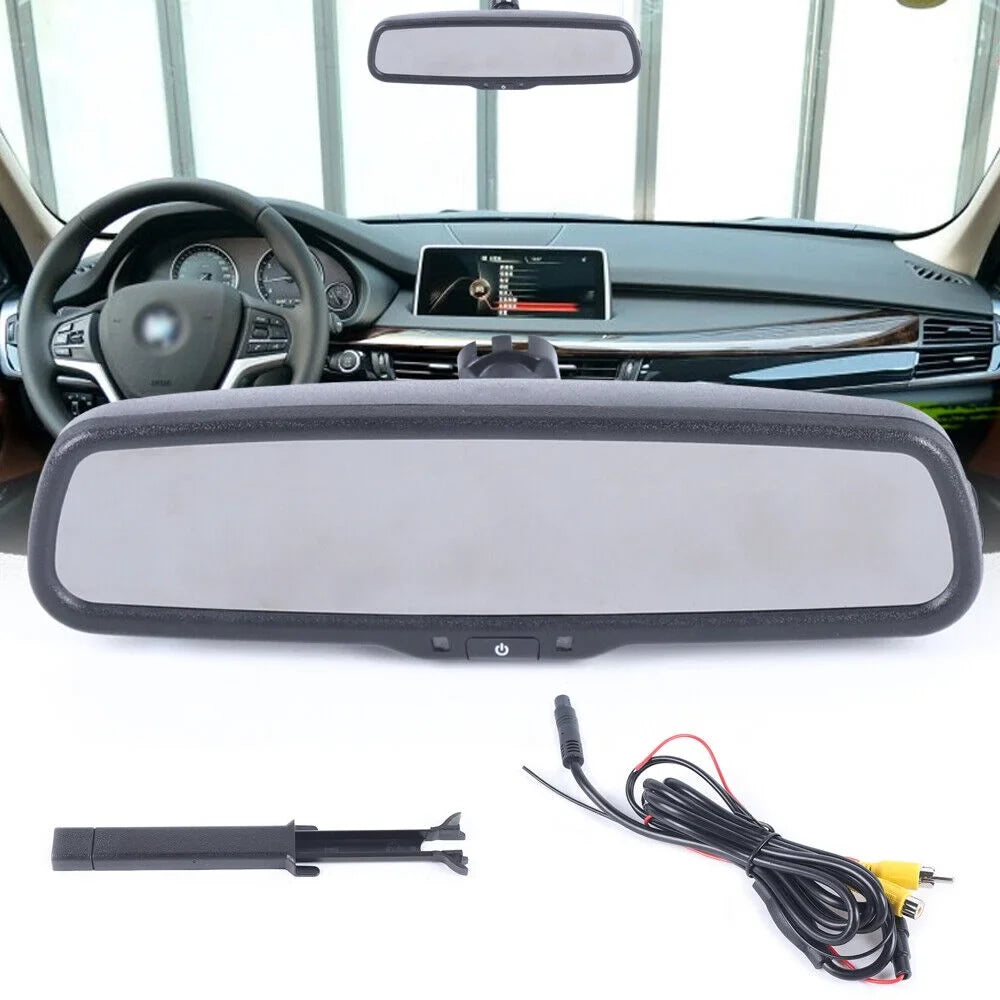 Vision View Mirror with Car System Night Backup Reverse Bracket Camera Rear 4.3" Monitor