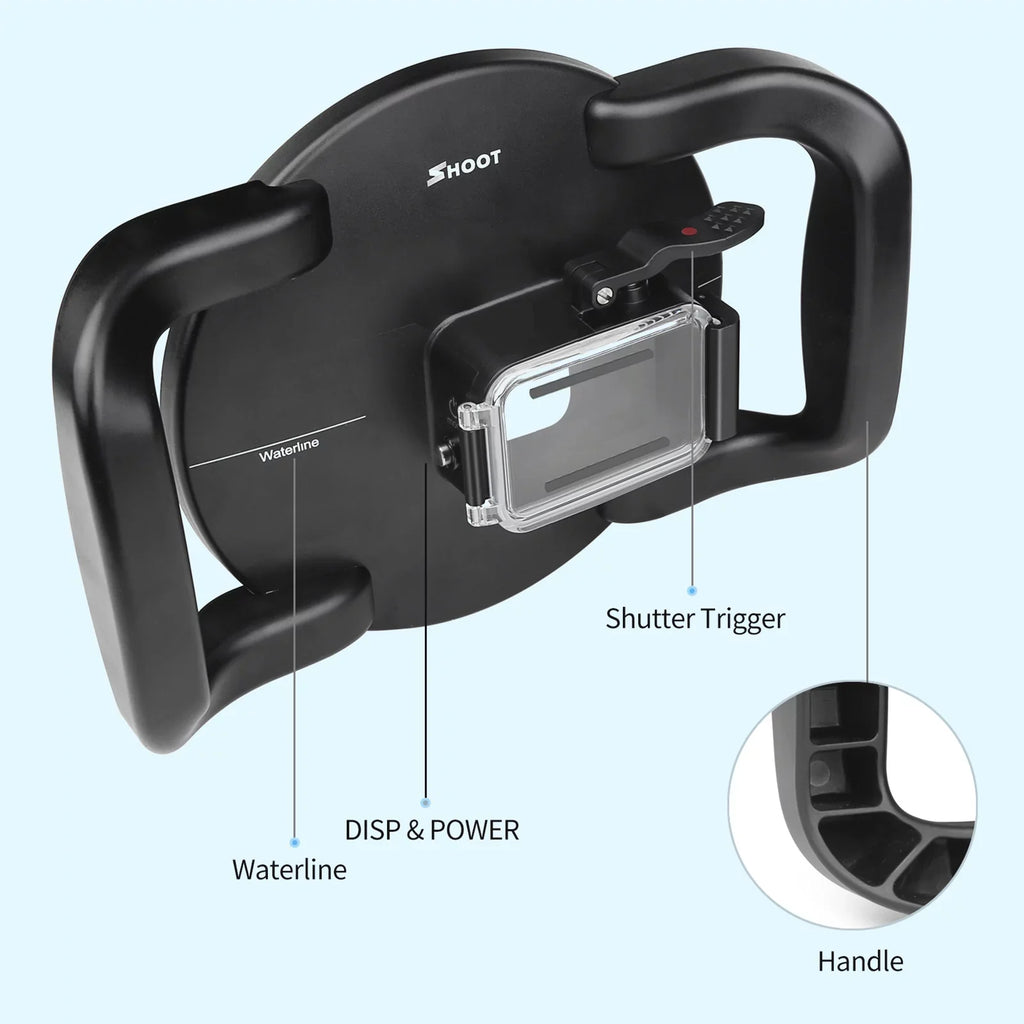 180° Port Handle, Angle Dual and 9 45m for Black Waterproof Waterproof, 10SHOOT Case XTGP559, Wide Dome