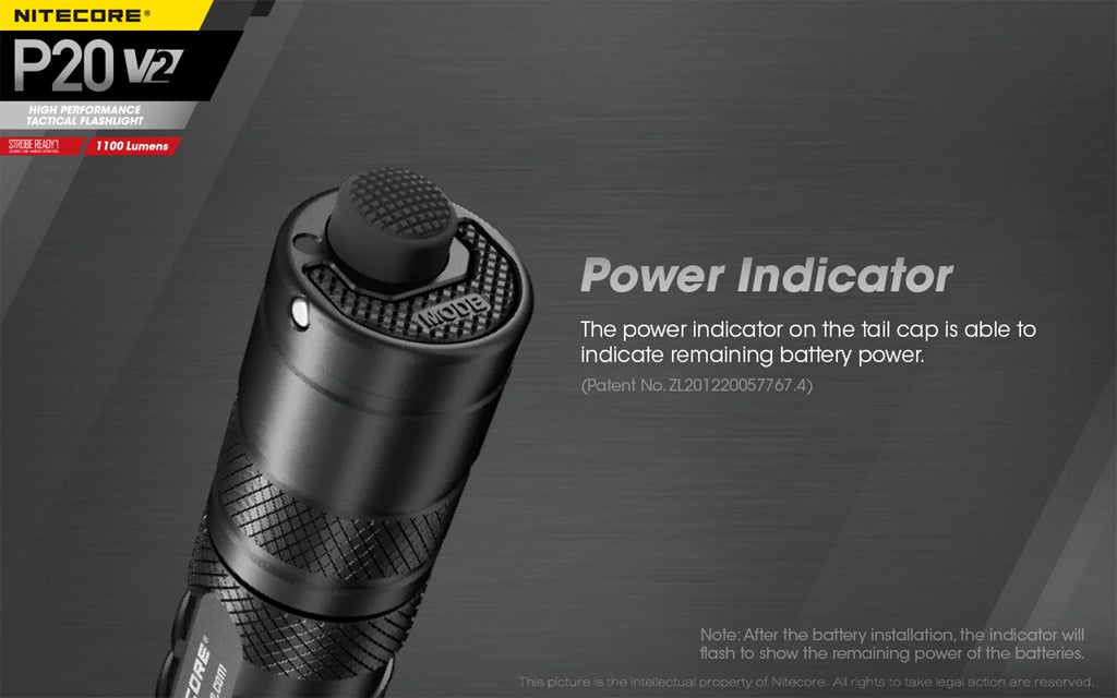 Lumens P20 - - XP-L2 Tactical V6 LED Flashlight 1100 CREE Nitecore V2