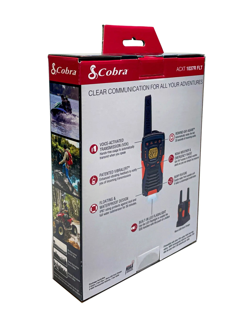 ACXT1037R-FLT - 37-mile Range Talkies Walkie Cobra Two-Way Radios Floating, Rechargeable (2-Pack)