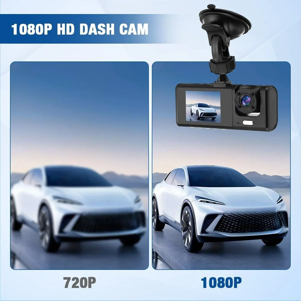Car Recorder 1080P G-sensor Dash Lens Camera Dual Front/Rear/Inside Video Cam