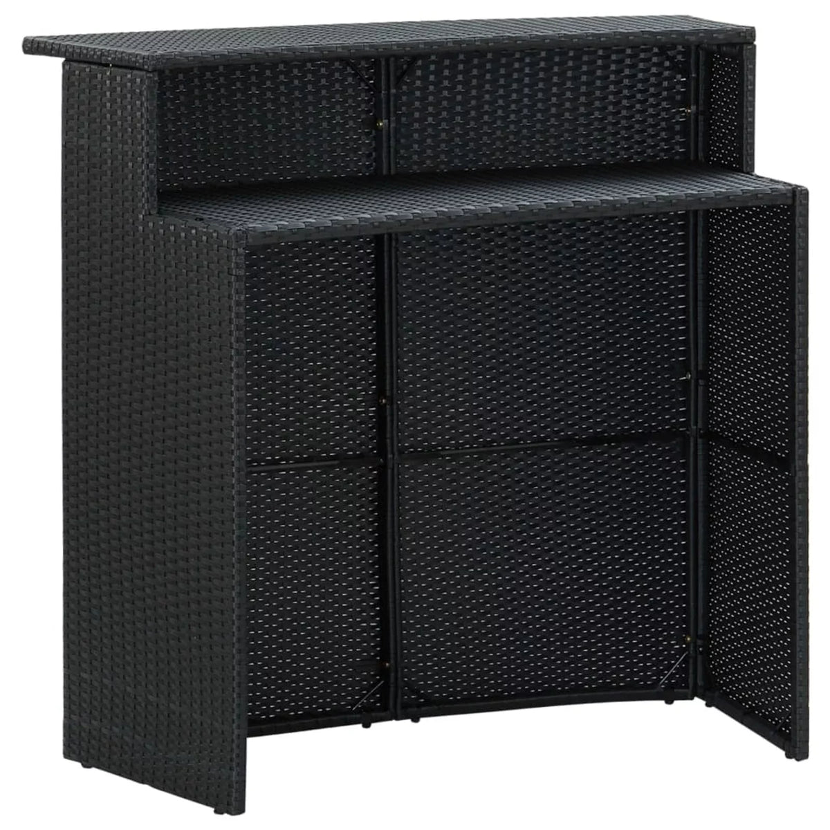 Set exterior Garden Dining Chairs Shelf Cushioned Bar Pub, Set Anself Rattan Backyard, for and Storage with Table 5 Black Bistro, Poly 4 Patio Stool Terrace, Piece