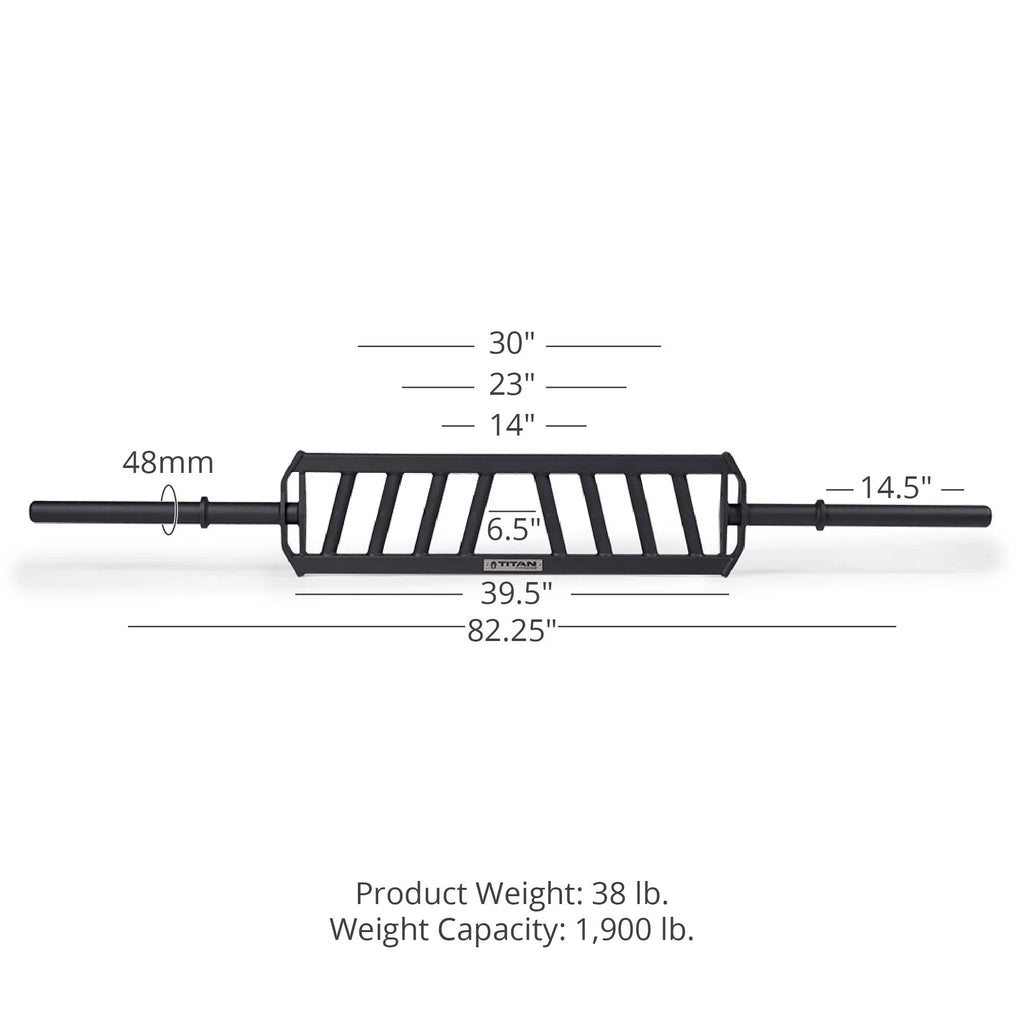 Barbell Olympic Multi-Grip Swiss/Football V3, 1,900 Titan Rated Bar Angled Hybrid Rackable LB, Fitness