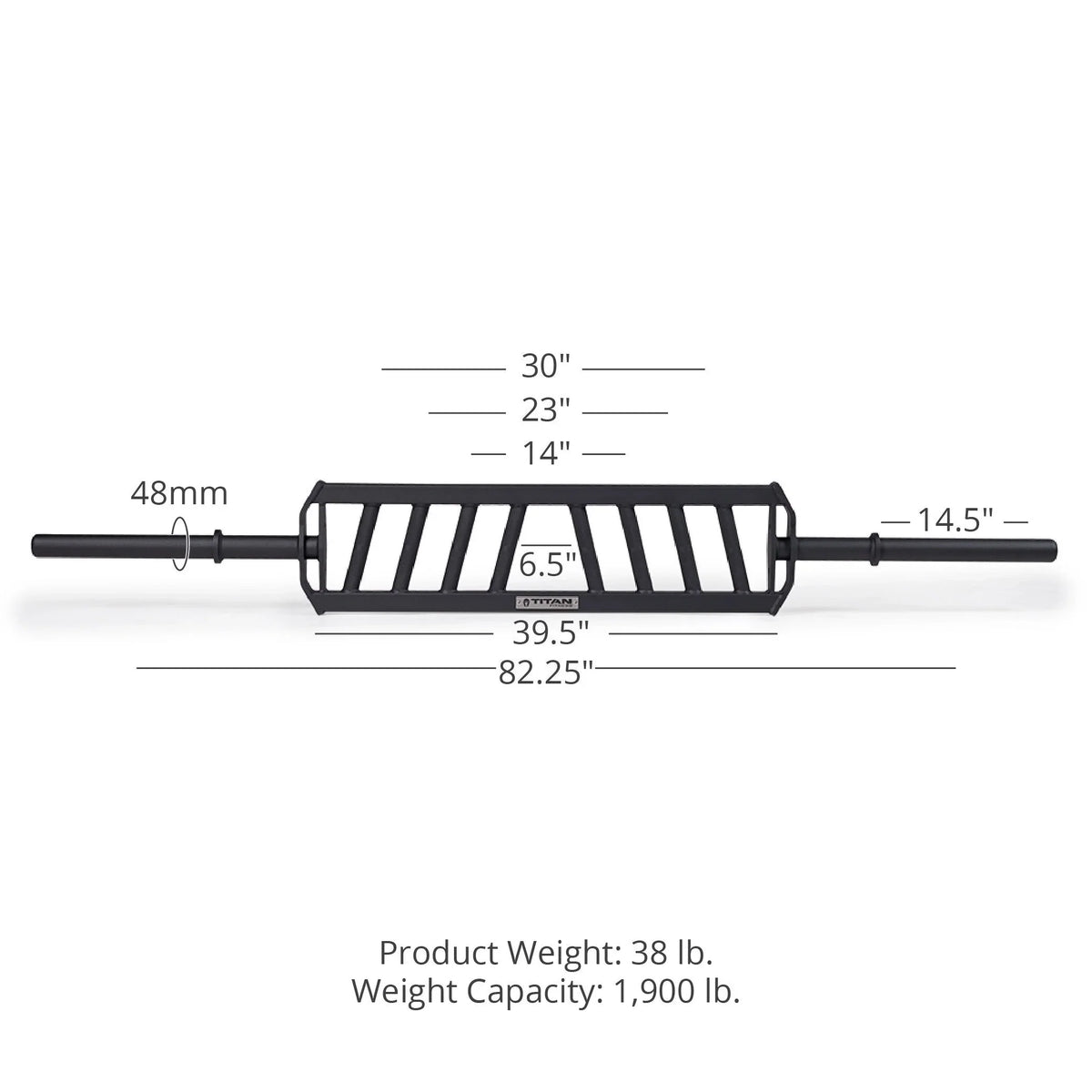 Barbell Olympic Multi-Grip Swiss/Football V3, 1,900 Titan Rated Bar Angled Hybrid Rackable LB, Fitness