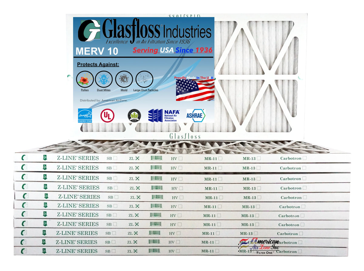 '- Air 13.5 - 10 Furnace inch) USA -Qty:12 x Glasfloss Made Filter (Actual MERV - 14x30x1 dimension: in 29.5x7/8