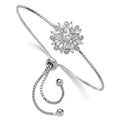 Bolo Rhodium-plated for Silver 925 CZ Floral Sterling Bracelet Adjustable Auriga Women