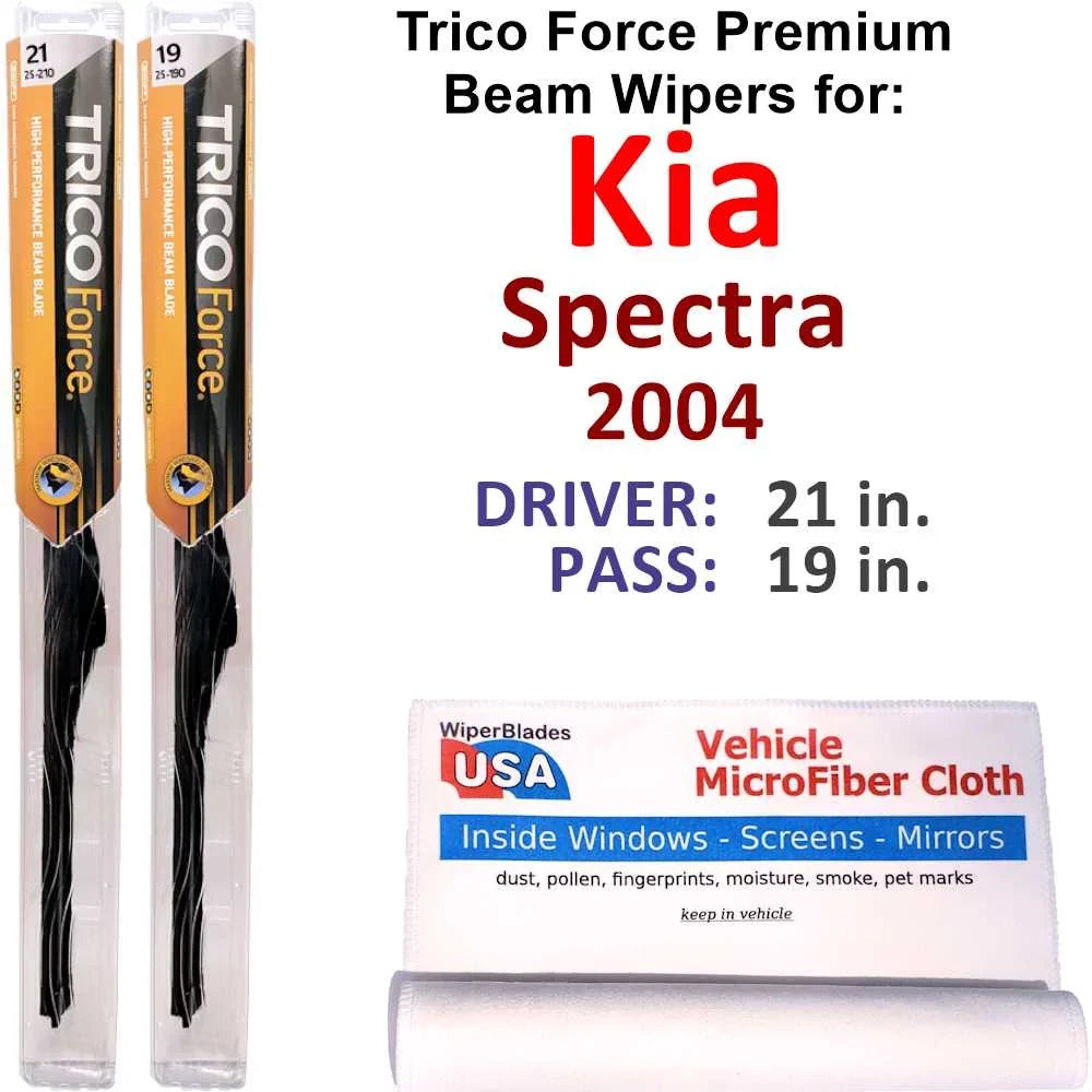 Spectra 2004 of 2) (Set compatible with Performance Wipers Kia Beam