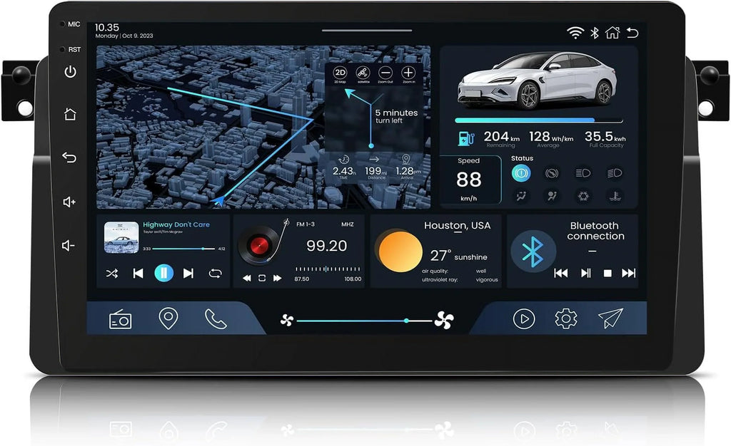 Inch 1280*800 CarPlay Series 5G Auto GPS Bluetooth5.0 Radio 3 & HD Support 8 Car Touchscreen Stereo SWC Backup 9 AHD THONZER Core 11 FM 1999-2005, WiFi for Upgrade Android Camera(4G+32GB) Android