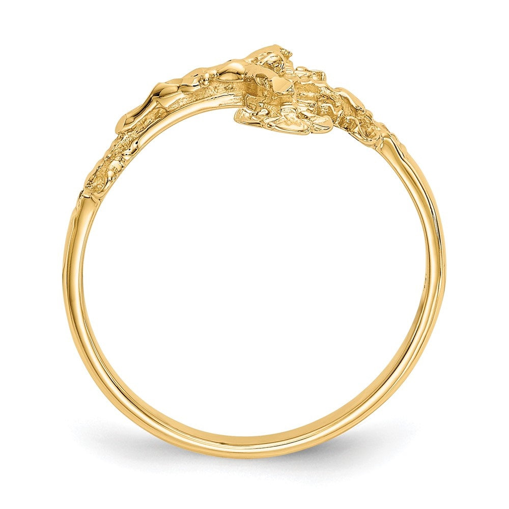Auriga Fine for dimension- Crucifix 10K Yellow 6 Cross Women Jewelry Gold Diamond-cut Ring