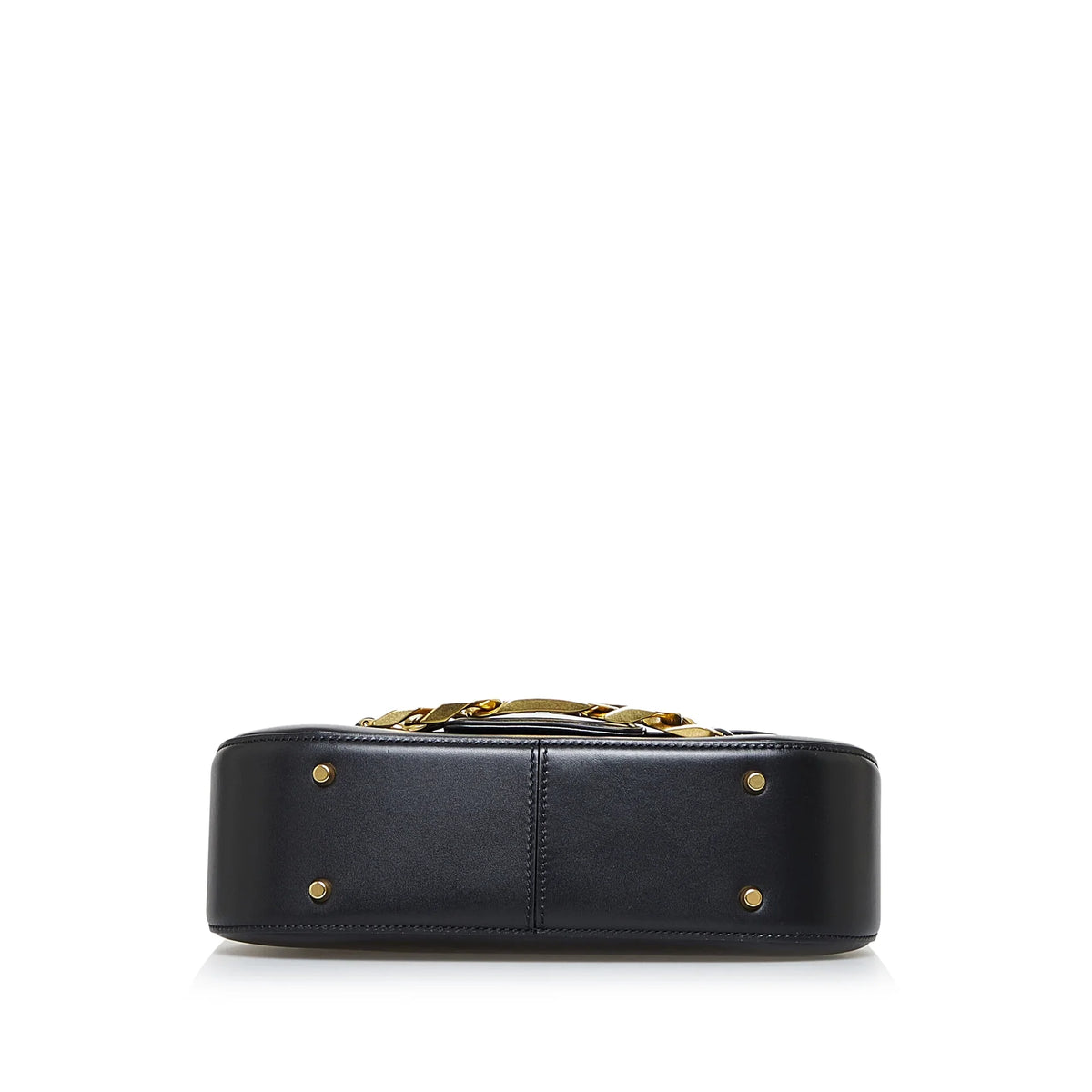 Leather Authenticated Bag Valentino (Good) Vlogo Chain Pre-Owned Black Unisex Shoulder Calf