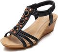 Beaded Flat Summer Women's Sandals Bohemia T-Strap Rhinestone Sandal Shoes Beach